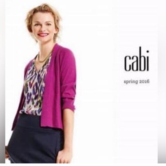 Cabi dark pink open front slightly cropped cardigan sweater size Medium #5013 - Picture 15 of 15